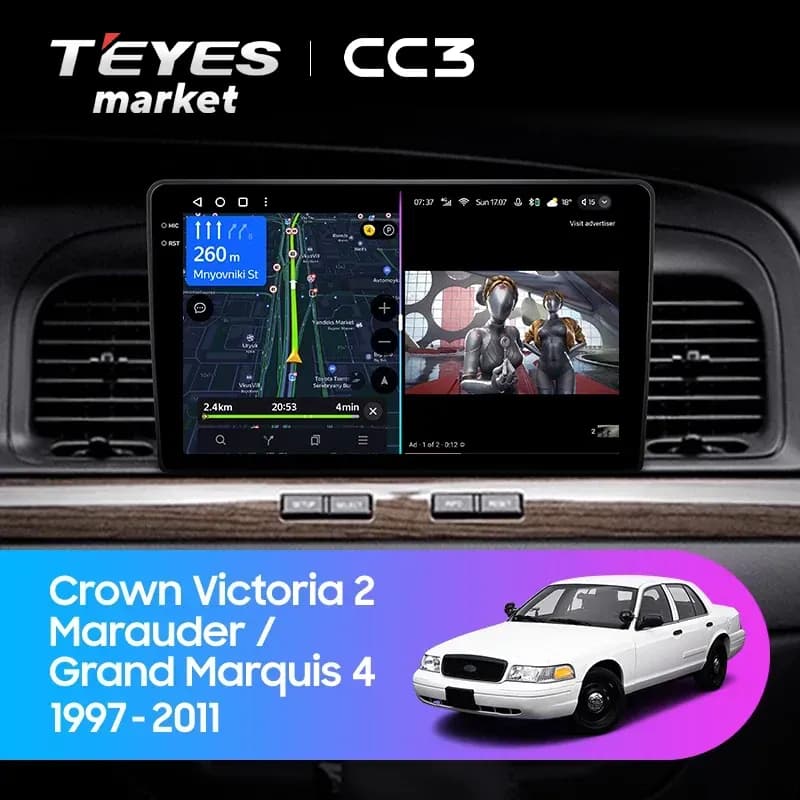 Головное устройство TEYES CC3 4/64 9" для Mercury Grand Marquis 2002-2011