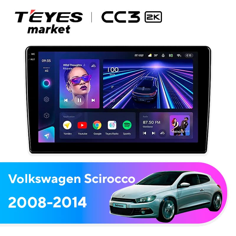 Головное устройство TEYES CC3 2K 4/64 9.5" для Volkswagen Scirocco 2008-2014 - комплектация [F1]