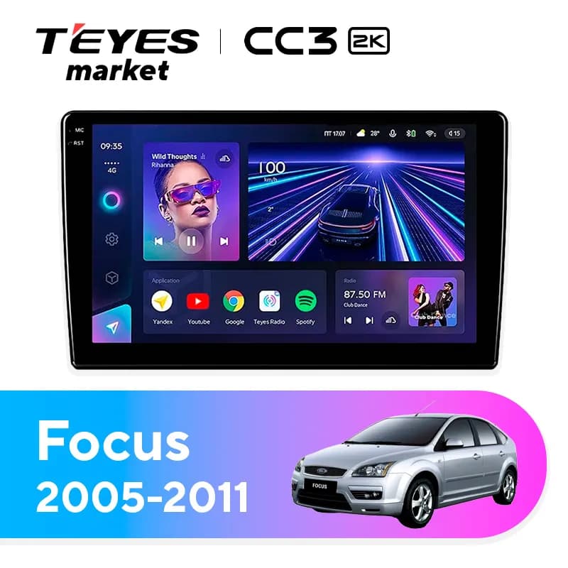 Головное устройство TEYES CC3 2K 4/32 9.5" для Ford Focus 2011-2019 - комплектация [F2]