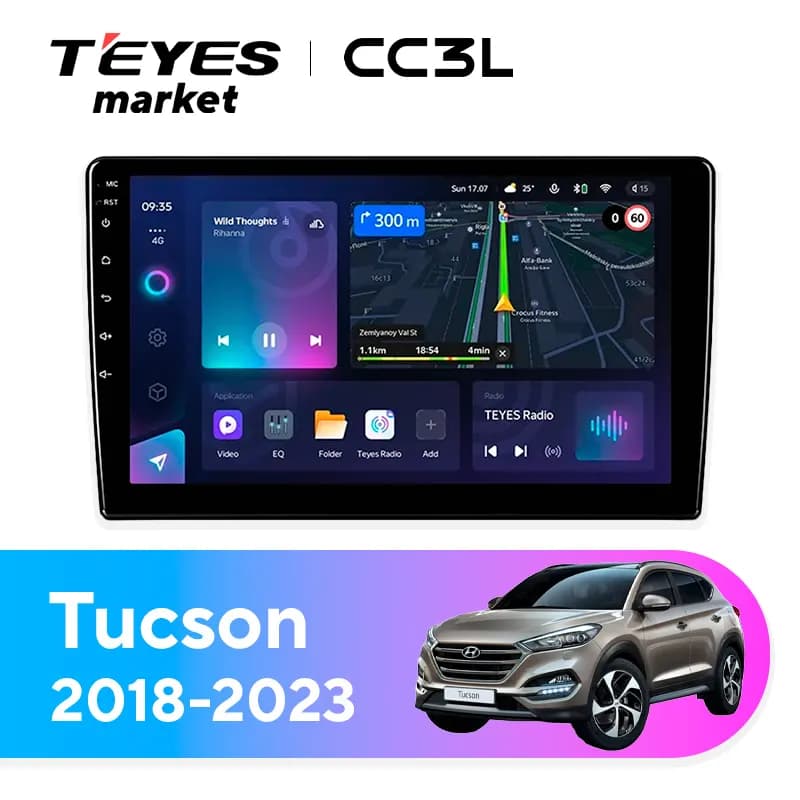 Головное устройство TEYES CC3L 4/64 9" для Hyundai Tucson 2015-2018 - комплектация [F2 B]