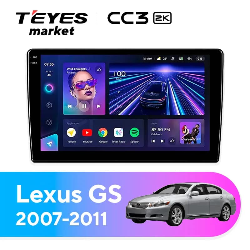 Головное устройство TEYES CC3 2K 6/128 9.5" для Lexus GS 2004-2011 - комплектация [F1]