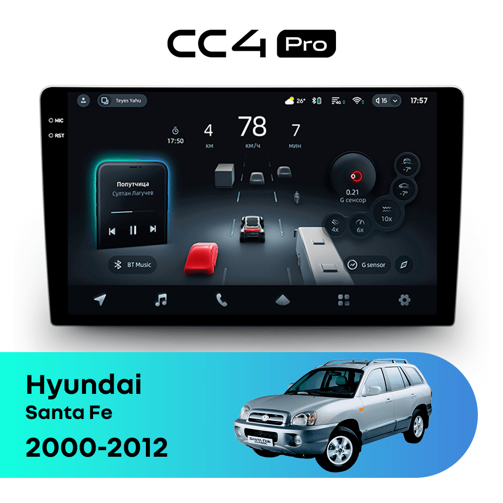 Головное устройство TEYES CC4 Pro 12/256 9.5" для Hyundai Santa Fe 2012-2016 - комплектация [C]
