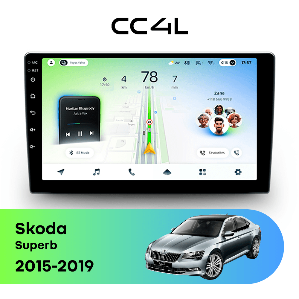 Магнитола TEYES CC4L 6/64 10.2" для Skoda Superb [A] 2008-2015