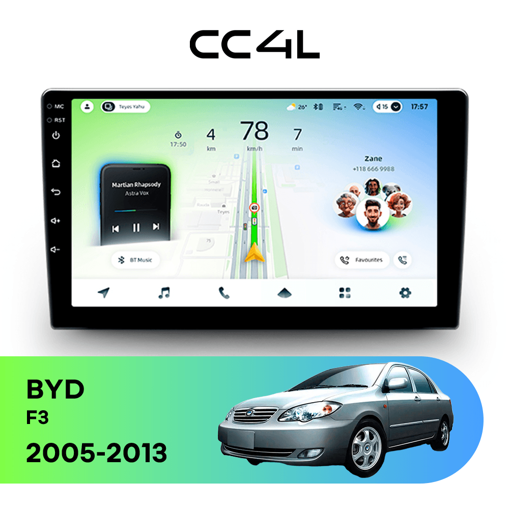Магнитола TEYES CC4L 6/64 9" для BYD F0 [F1] 2008-2015