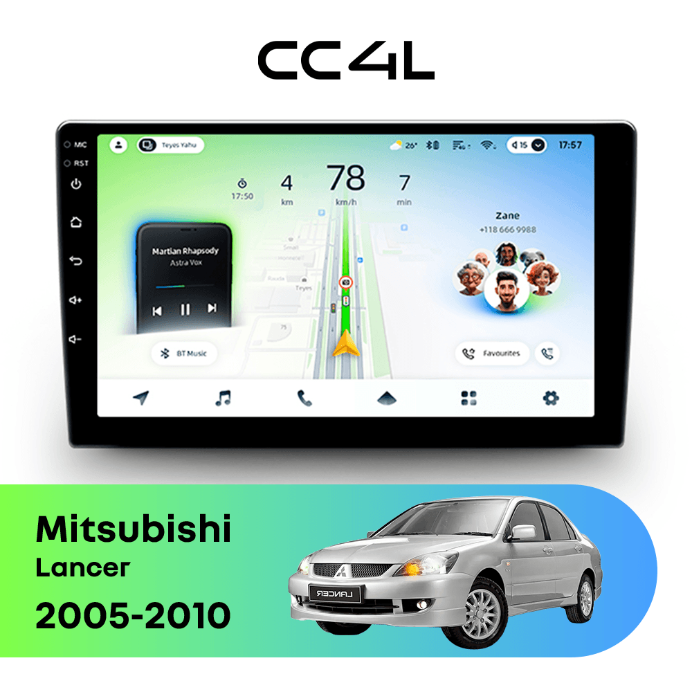 Магнитола TEYES CC4L 6/64 9" для Mitsubishi Lancer [F4] 2000-2010