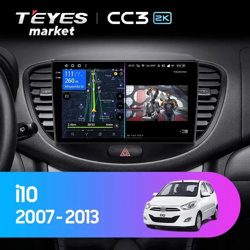 Головное устройство TEYES CC3 2K 4/64 9.5" для Hyundai i10 2007-2013