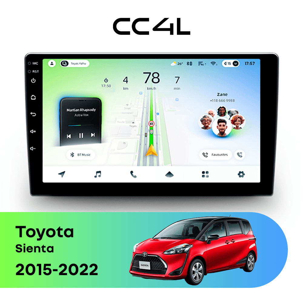 Рамка магнитолы 10" на TOYOTA Sienta 2015+ Руль справа