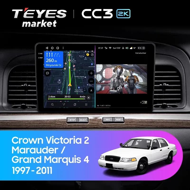 Головное устройство TEYES CC3 2K 4/64 9.5" для Mercury Grand Marquis 2002-2011