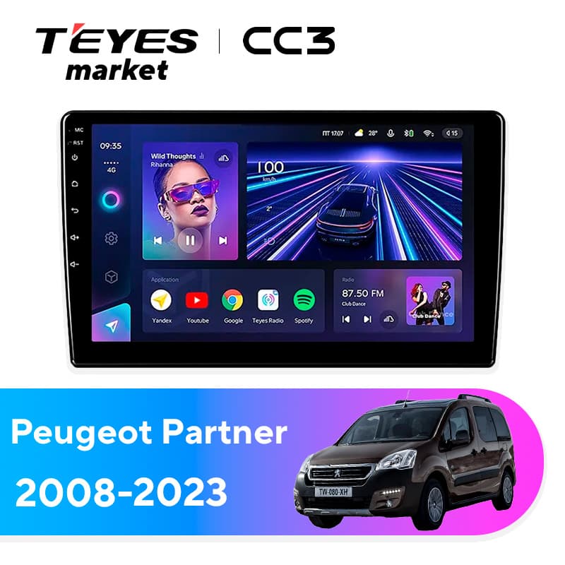 Головное устройство TEYES CC3 4/32 9" для Peugeot Partner 2008-2012