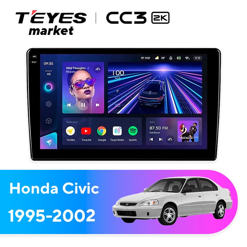 Головное устройство TEYES CC3 2K 360 6/128 9.5" для Honda Civic 2013-2016