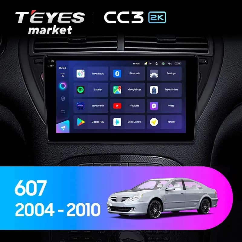 Головное устройство TEYES CC3 2K 4/64 9.5" для Peugeot 607 2004-2010
