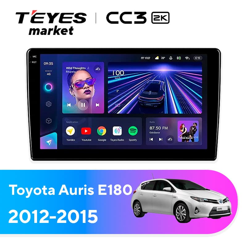 Головное устройство TEYES CC3 2K 6/128 9.5" для Toyota Auris 2012-2015