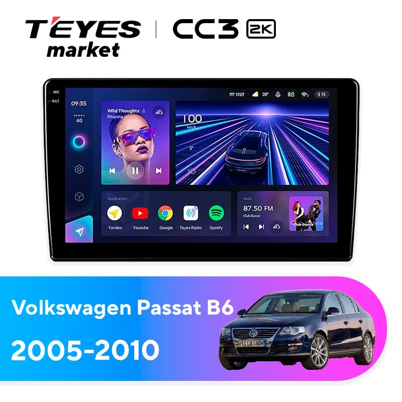 Магнитола TEYES CC3 2K 6/128 10.36" для Volkswagen Passat 7 B7 2010-2015