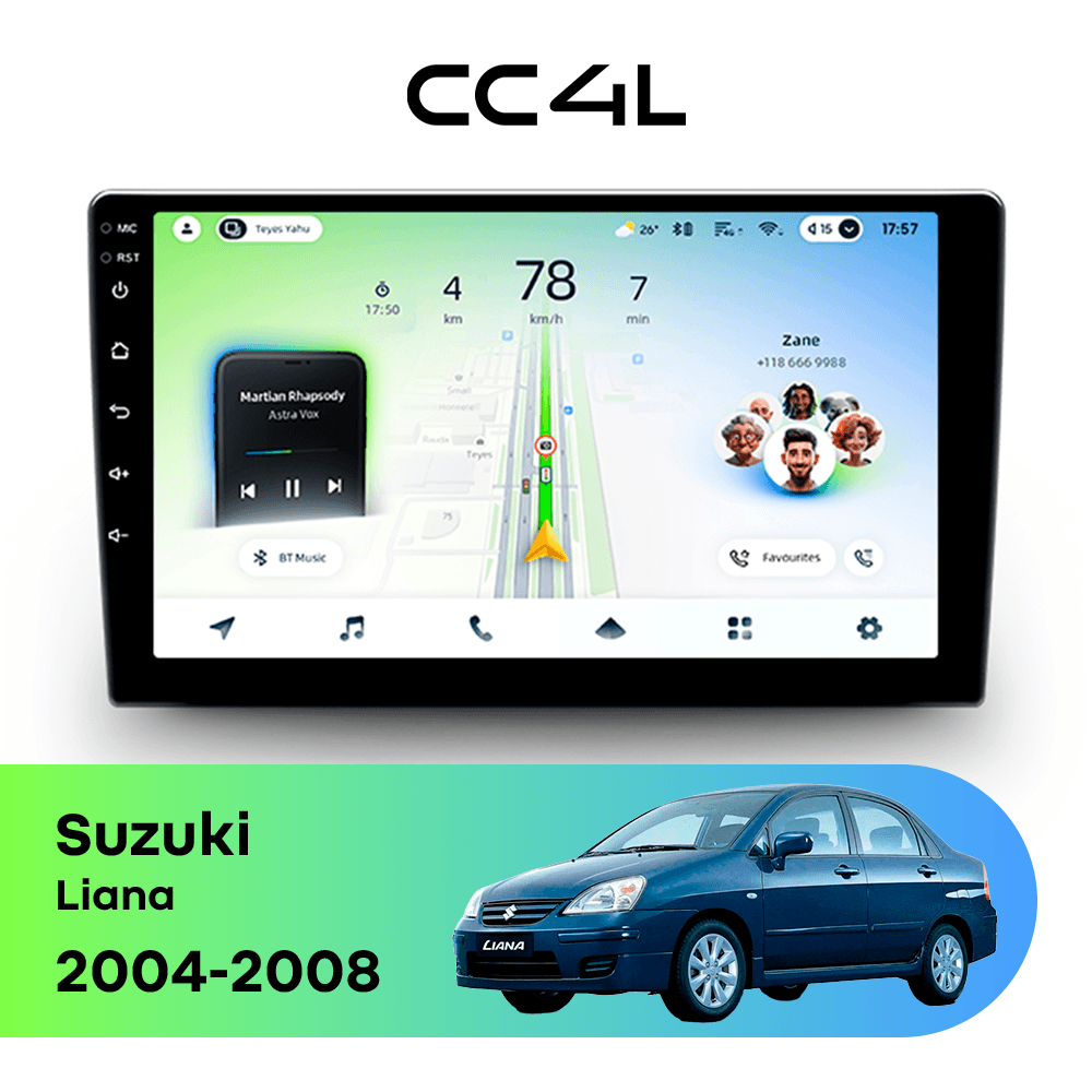 Магнитола TEYES CC4L 6/64 9" для Suzuki Liana 2004-2008