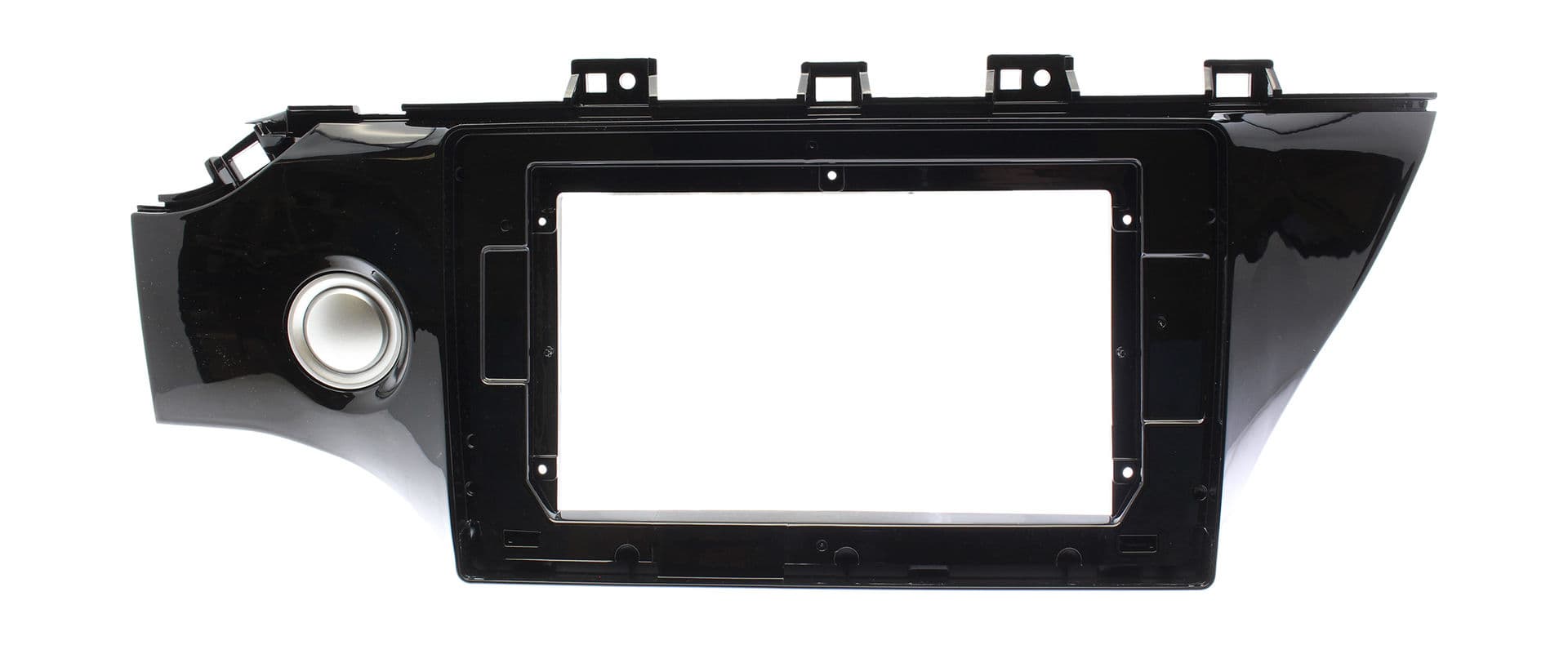 Рамка переходная для магнитолы 10.2" (цв.Глянцевый Черный) на KIA Rio, K2, KX Cross 2017-2020 Левый руль / Под кнопку
