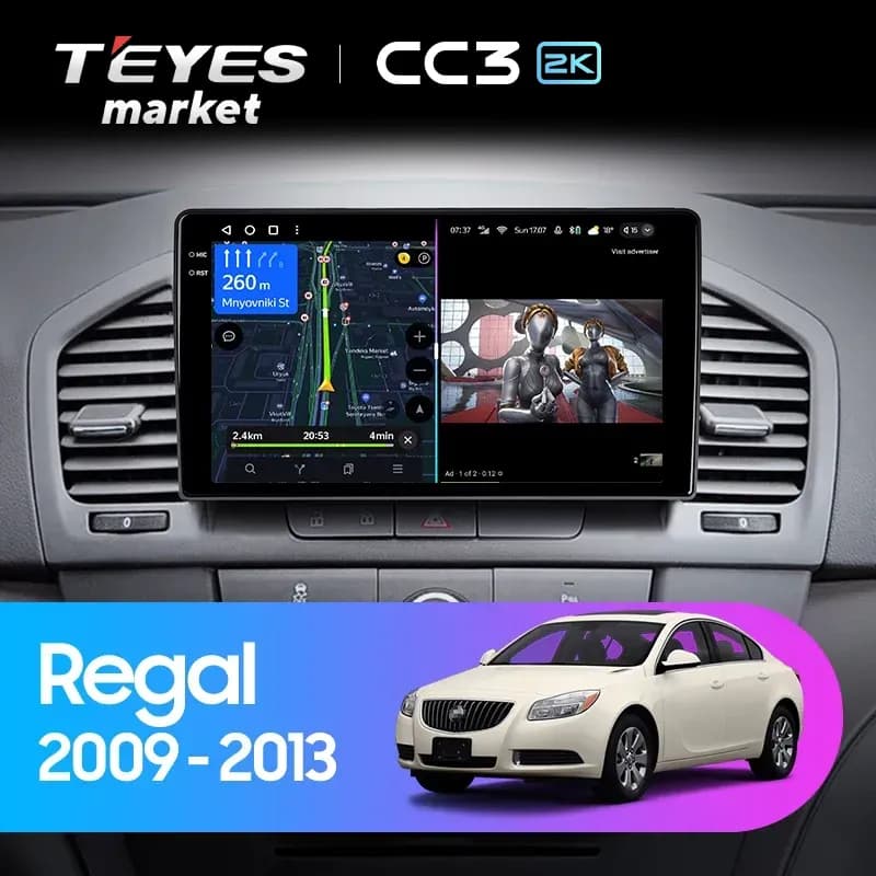 Магнитола для авто, TEYES Магнитола CC3 2K 6 Gb 9.5" для Buick Regal / Opel Insignia 2009-2013 128 Gb