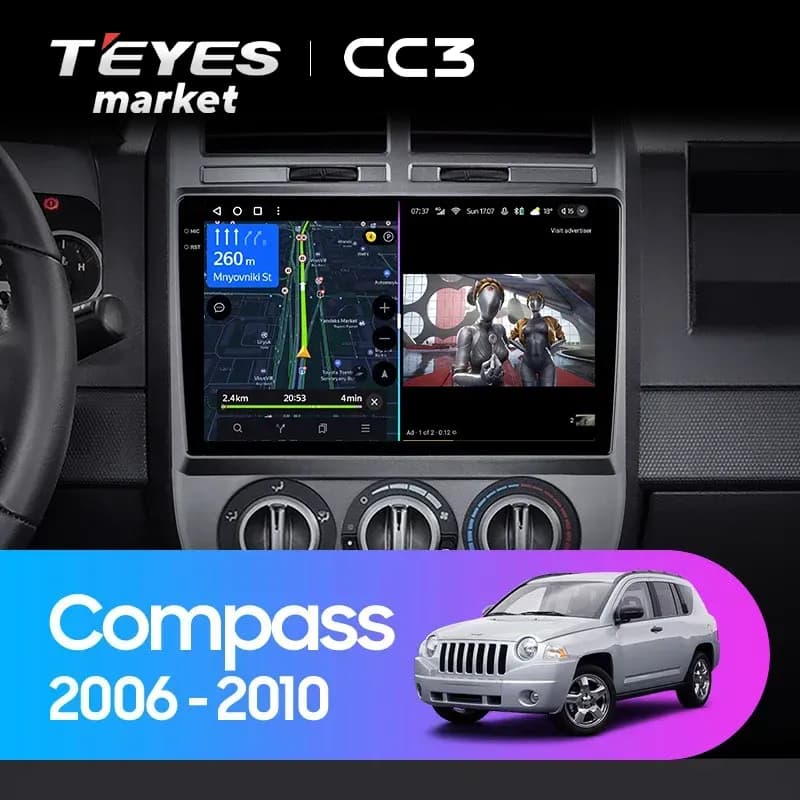 Головное устройство TEYES CC3 4/32 10.2" для Jeep Compass 2010-2016