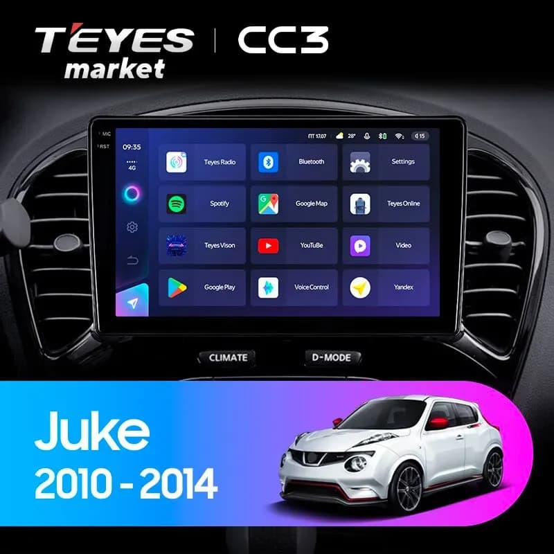 Головное устройство TEYES CC3 4/64 9" для Nissan Juke 2010-2014