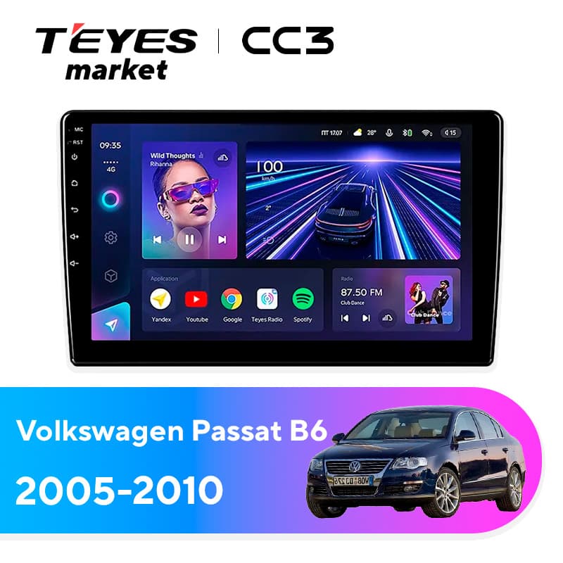 Магнитола TEYES CC3 4/32 10.2" для Volkswagen Passat 7 B7 2010-2015