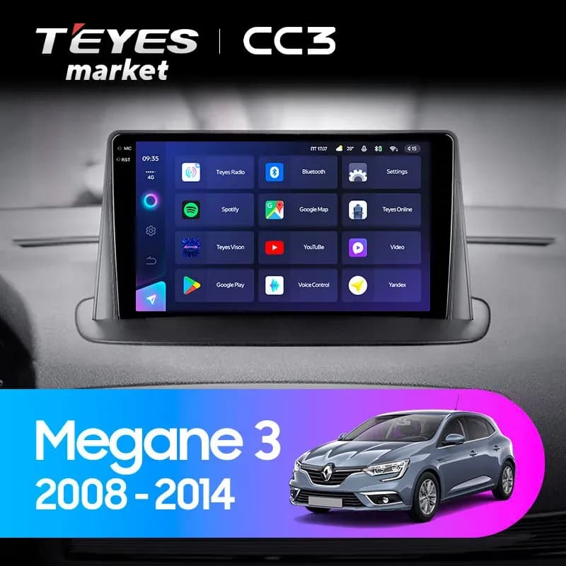 Головное устройство TEYES CC3 4/64 9" для Renault Megane 2002-2009