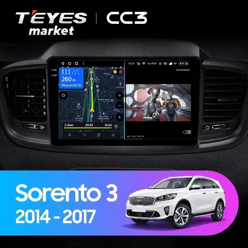 Магнитола TEYES CC3 4/32 10.2" для Kia Sorento UM 2014-2017