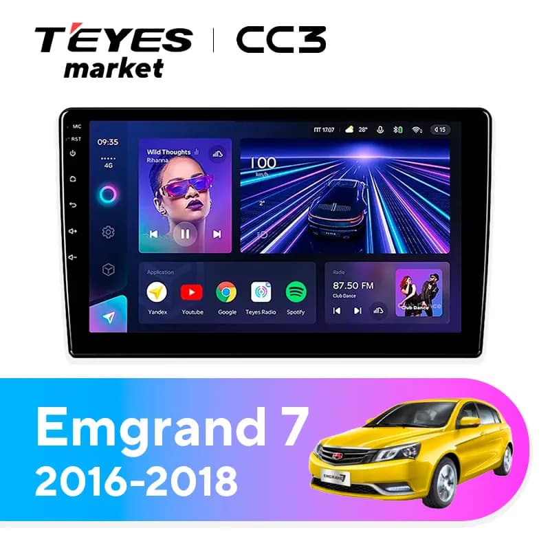 Головное устройство TEYES CC3 6/128 9" для Geely Emgrand X7 2011-2019