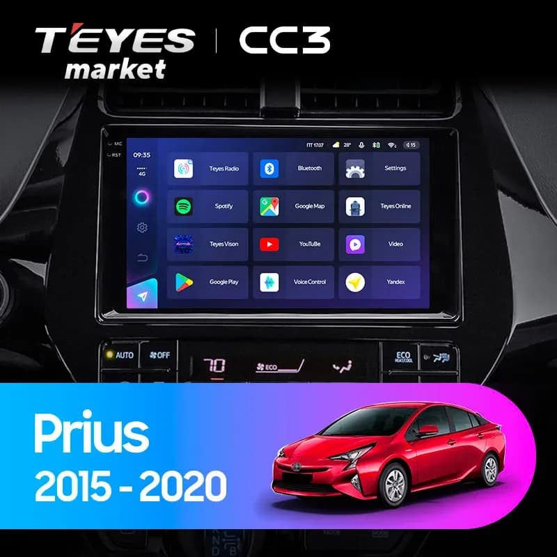 Головное устройство TEYES CC3 6/128 9" для Toyota Prius 2018-2023