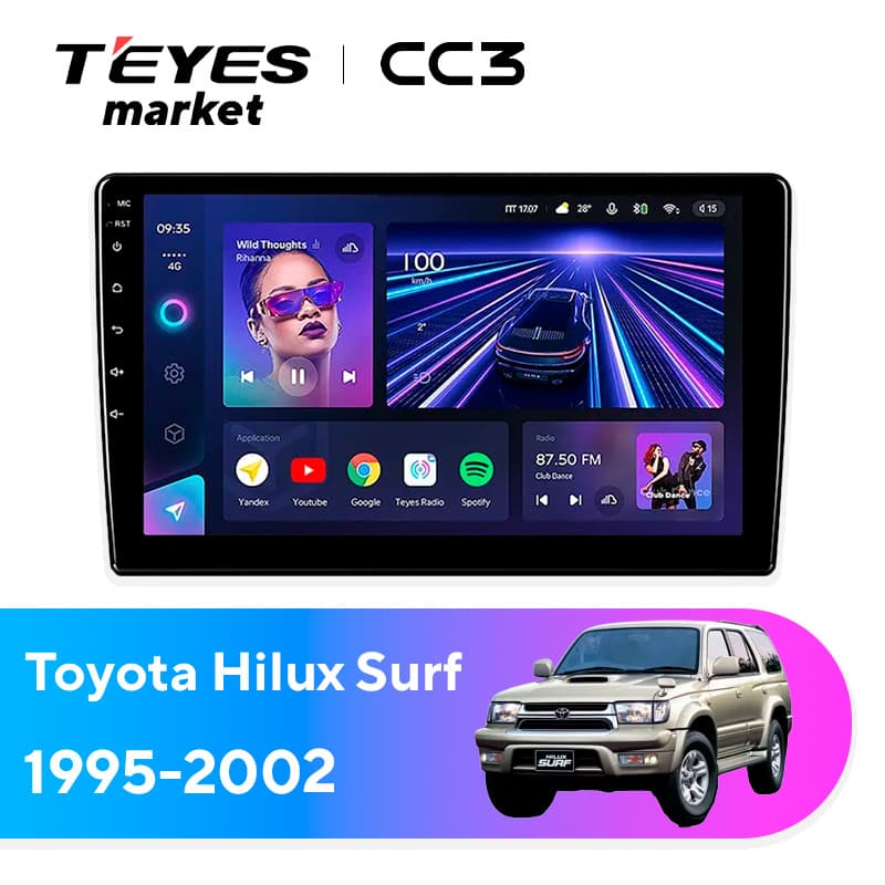 Головное устройство TEYES CC3 4/64 9" для Toyota Hilux Surf 2002-2009