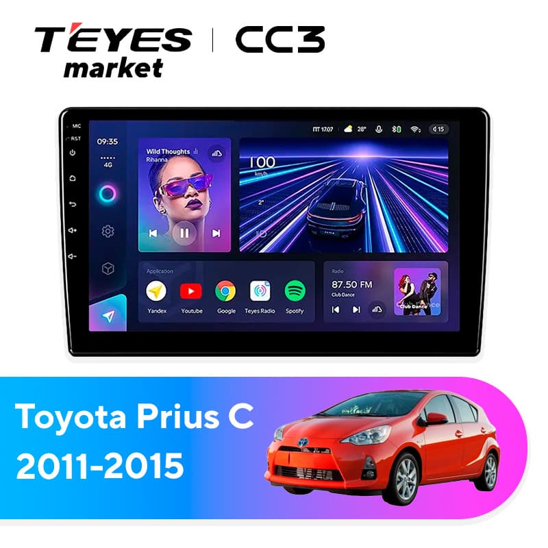 Головное устройство TEYES CC3 4/64 9" для Toyota Prius C 2011-2015