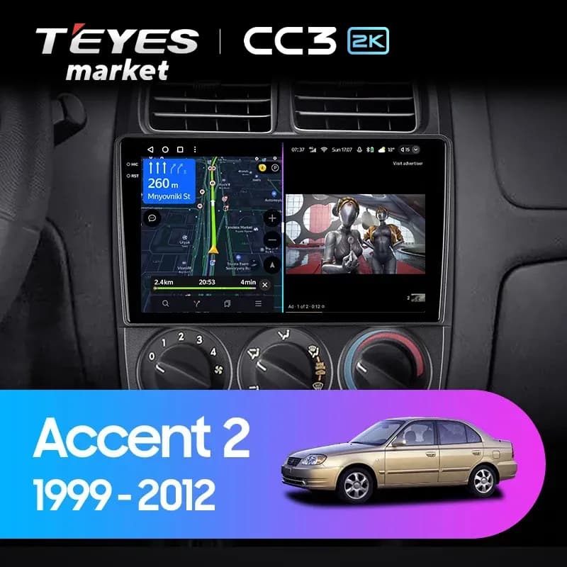 Головное устройство TEYES CC3 2K 4/64 9.5" для Hyundai Sonata 2004-2010