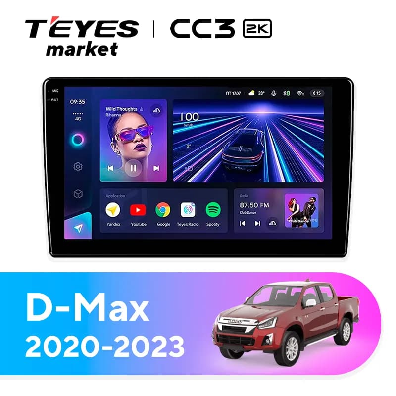 Головное устройство TEYES CC3 2K 4/32 9.5" для Isuzu D-Max 2017-2020