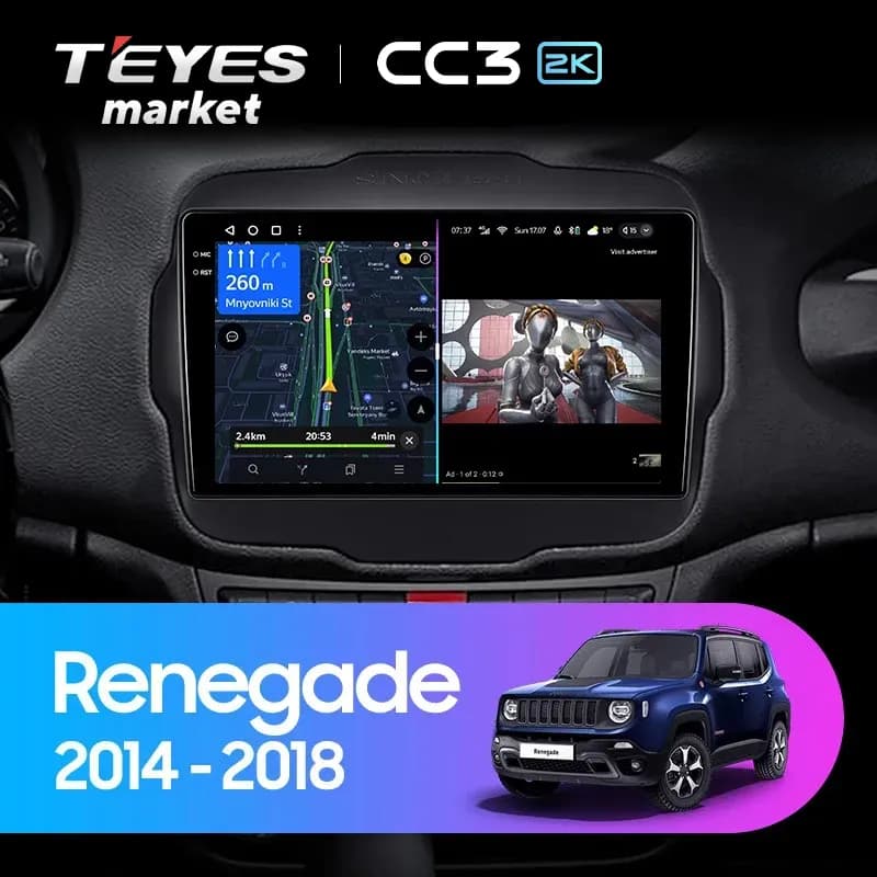 Головное устройство TEYES CC3 2K 4/64 9.5" для Jeep Renegade 2014-2019