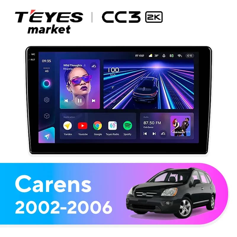 Головное устройство TEYES CC3 2K 6/128 9.5" для Kia Soul 2008-2014