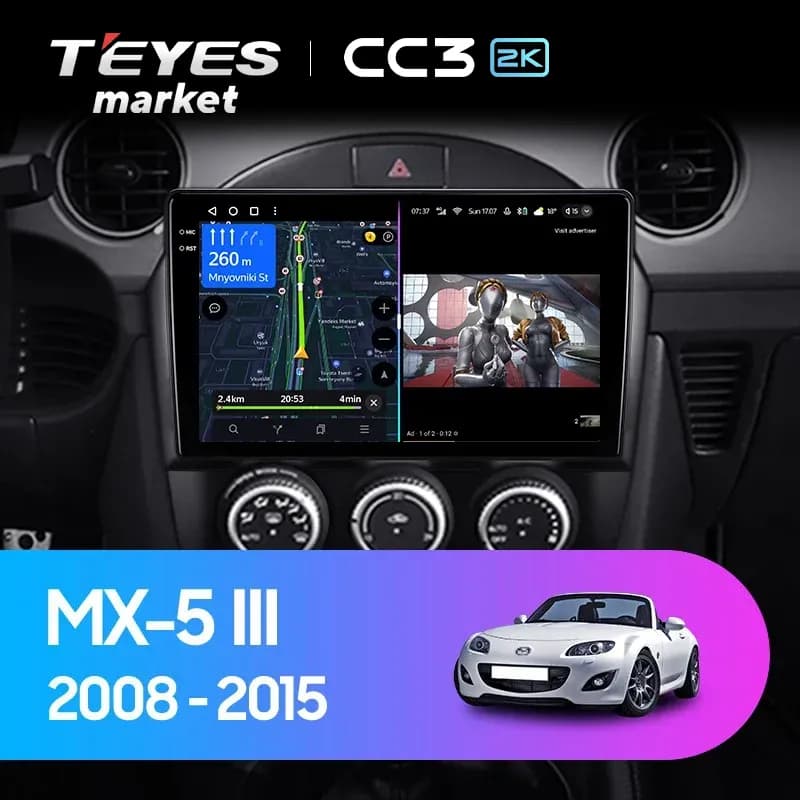 Головное устройство TEYES CC3 2K 4/32 9.5" для Mazda MX-5 2005-2015