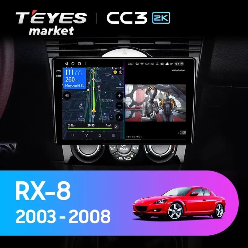 Головное устройство TEYES CC3 2K 6/128 9.5" для Mazda RX-8 2008-2012
