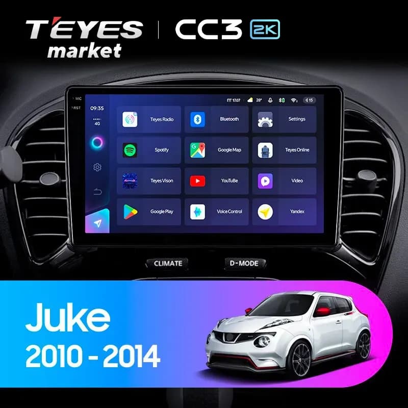 Головное устройство TEYES CC3 2K 4/32 9.5" для Nissan Juke 2010-2014