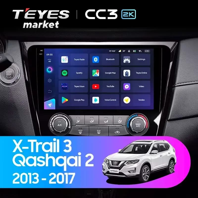 Магнитола для авто, TEYES Магнитола CC3 2K 6 Gb 10.36" для NISSAN X-Trail, Qashkai, Rogue 2014+