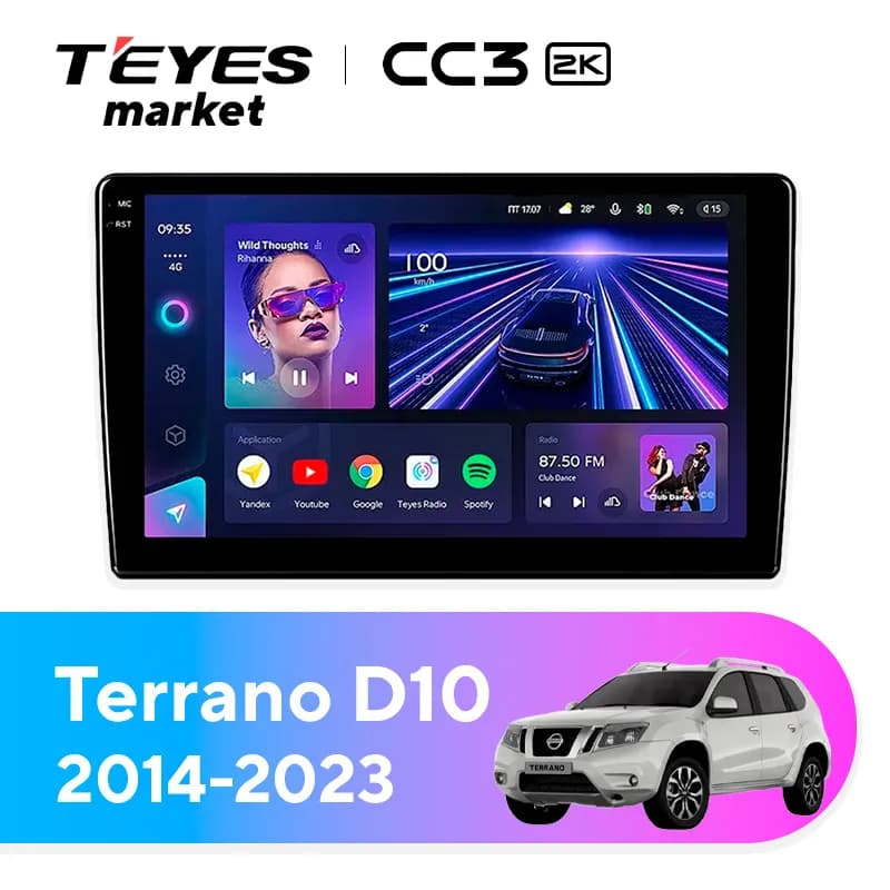 Головное устройство TEYES CC3 2K 6/128 9.5" для Nissan Terrano 2014-2023