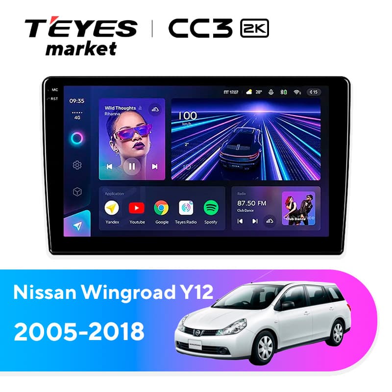 Головное устройство TEYES CC3 2K 4/32 9.5" для Nissan Wingroad 2005-2018