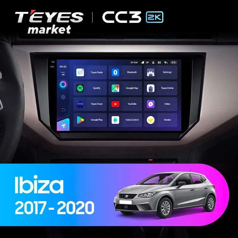Головное устройство TEYES CC3 2K 4/64 9.5" для SEAT Ibiza 2017-2021