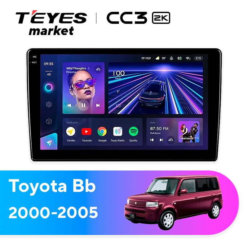 Головное устройство TEYES CC3 2K 6/128 9.5" для Toyota bB 2000-2005