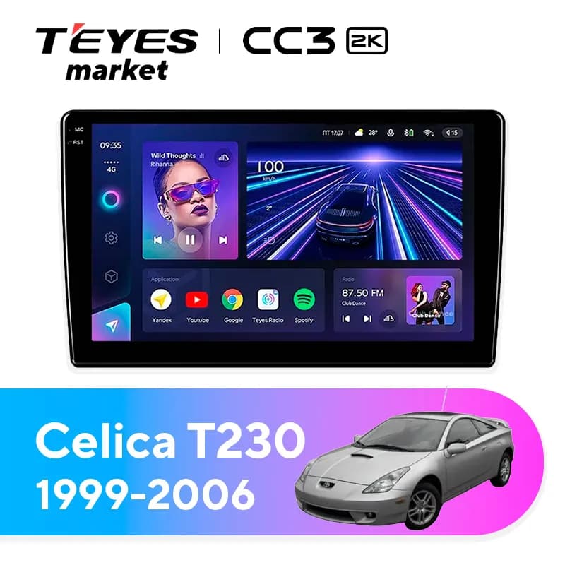 Головное устройство TEYES CC3 2K 4/64 9.5" для Toyota Celica 1999-2006