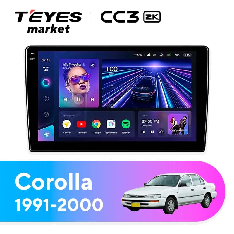 Головное устройство TEYES CC3 2K 4/64 9.5" для Toyota Corolla 1997-2002