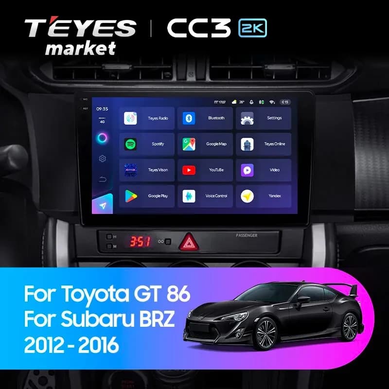 Магнитола TEYES CC3 2K 6/128 9.5" для Toyota GT 86 2012-2016