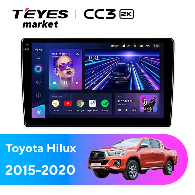 Головное устройство TEYES CC3 2K 4/32 9.5" для Toyota Hilux 1997-2005