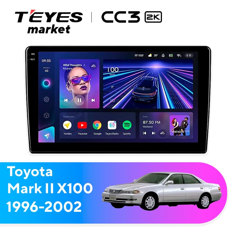 Головное устройство TEYES CC3 2K 4/32 9.5" для Toyota Mark II 2000-2007
