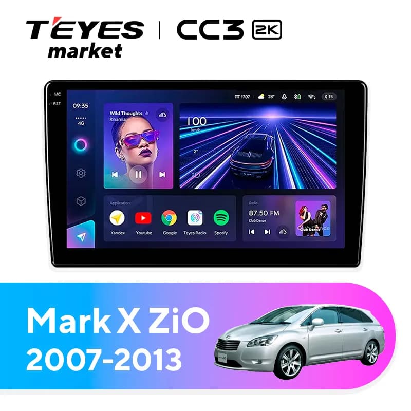 Головное устройство TEYES CC3 2K 4/64 9.5" для Toyota Mark X ZiO 2007-2013