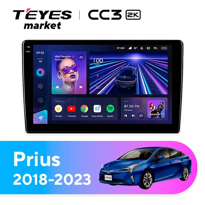 Головное устройство TEYES CC3 2K 6/128 9.5" для Toyota Prius 2015-2019
