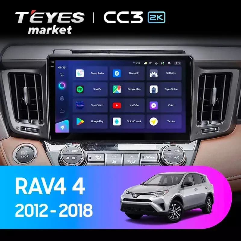 Магнитола для авто, TEYES Магнитола CC3 2K 6 Gb 9.5" для Toyota RAV4 3 XA30 (9 inch) 2005-2013 Вариант комплектации (F1) - Тонкая рамка под ГУ 9" 128 Gb