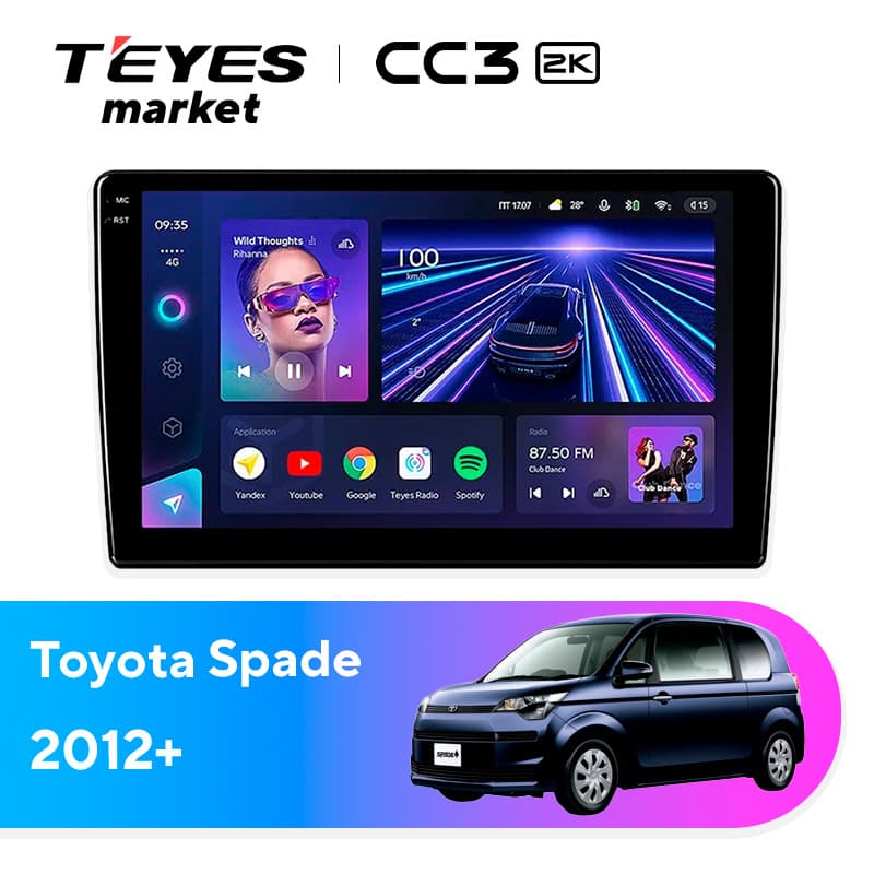 Головное устройство TEYES CC3 2K 4/32 9.5" для Toyota Spade 2012-2023